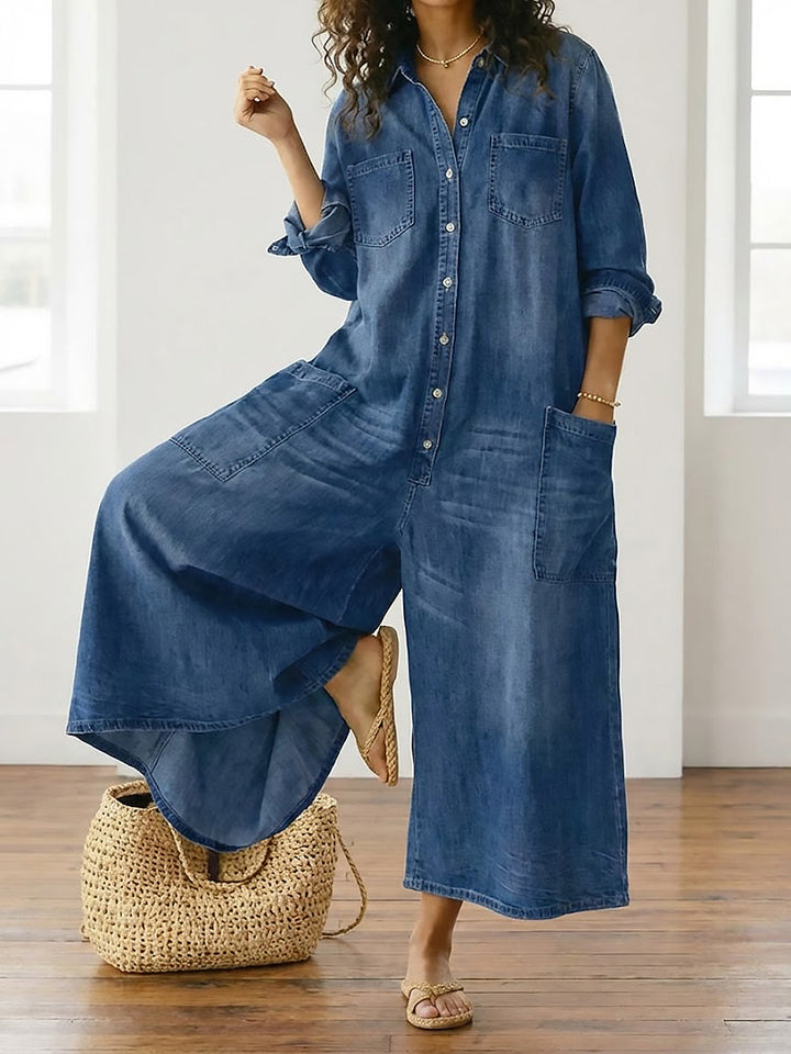 Diana | Combinaison vintage en jean délavé doux