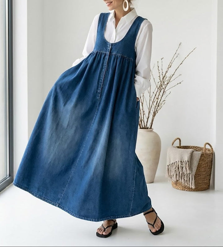 Karen | Vestito lungo in denim vintage con un morbido tocco di cotone
