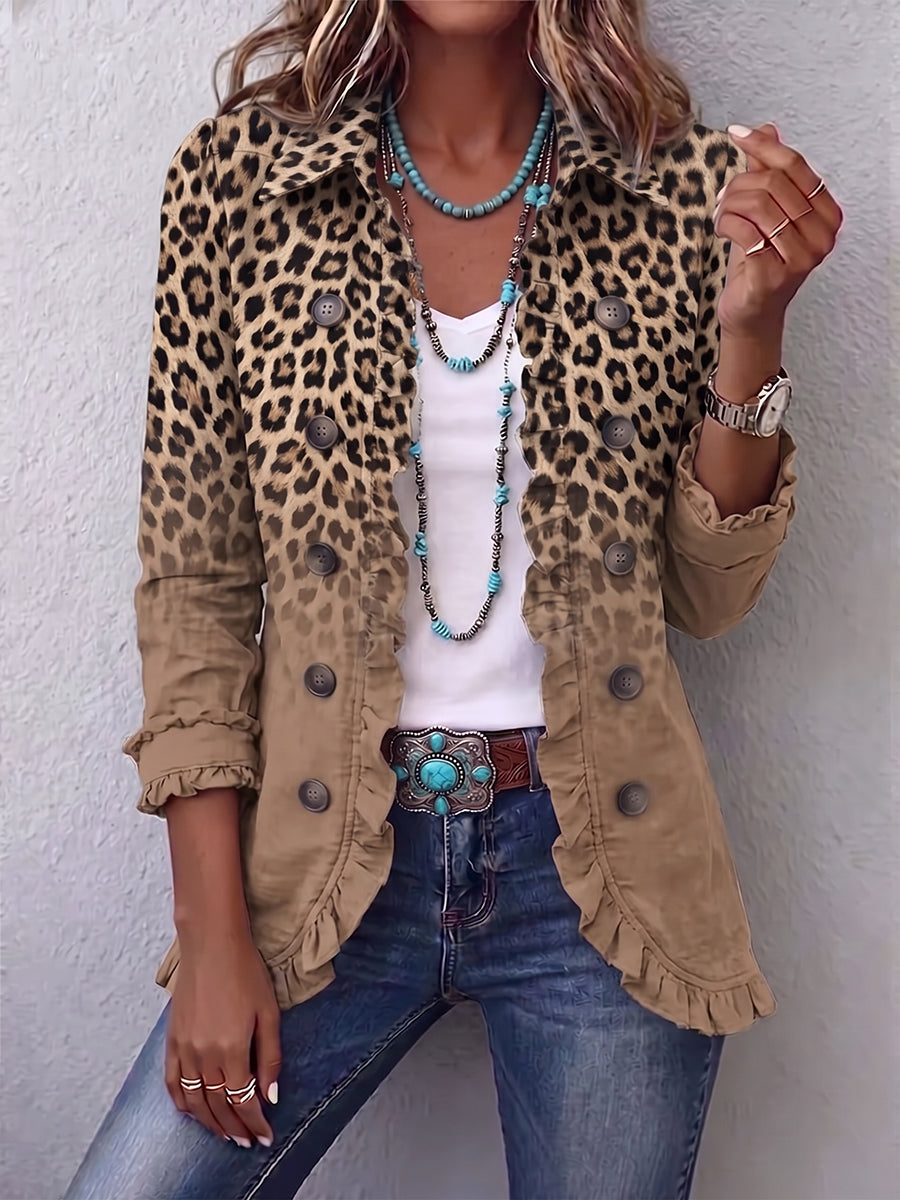 Ángeles | Leoparden-Gradient-Jacke mit Rüschen