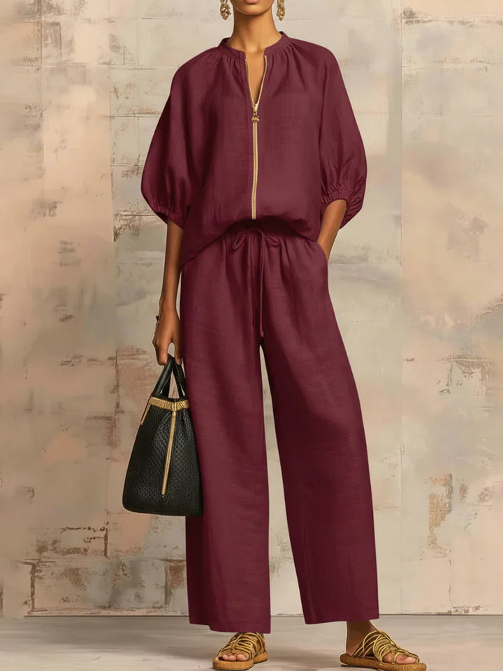 Alba | Ensemble deux pièces : Chemisier décontracté et pantalon large