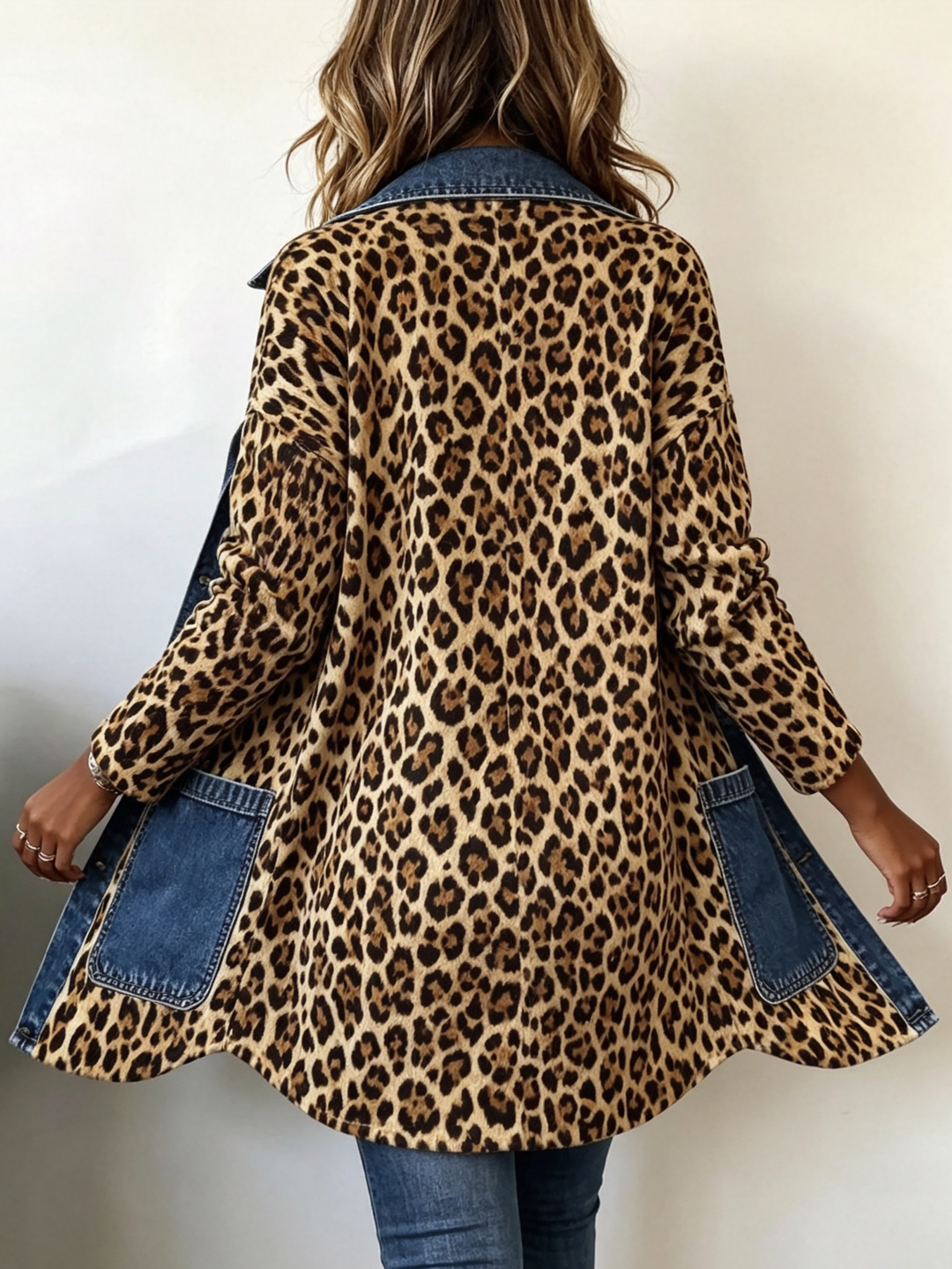 Lorena | Longue veste léopard en jean