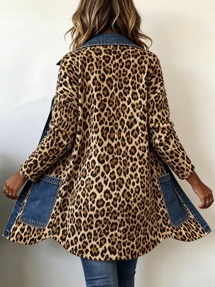 Lorena | Longue veste léopard en jean