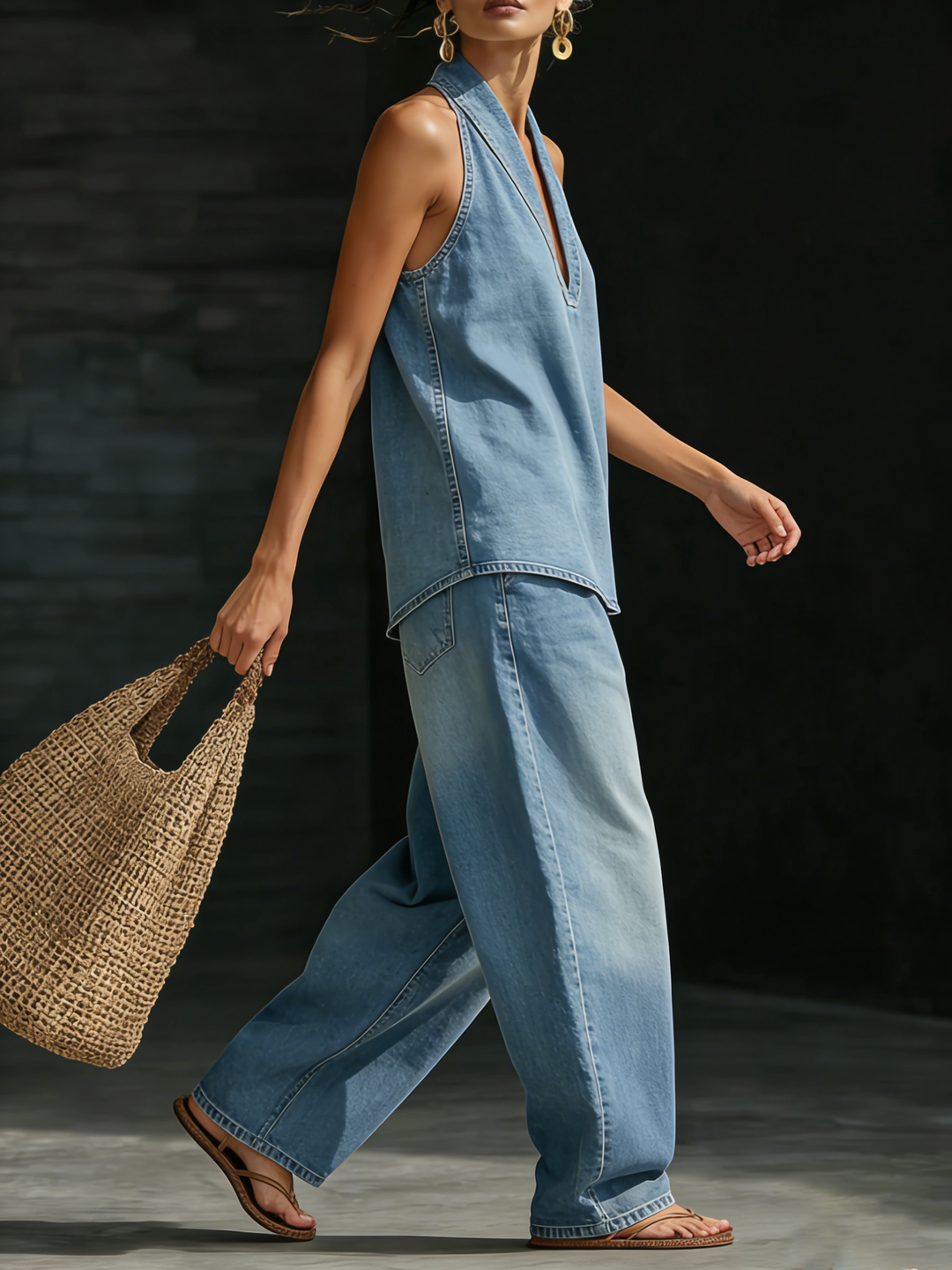 Lena | Ensemble deux pièces en jean minimaliste et confortable
