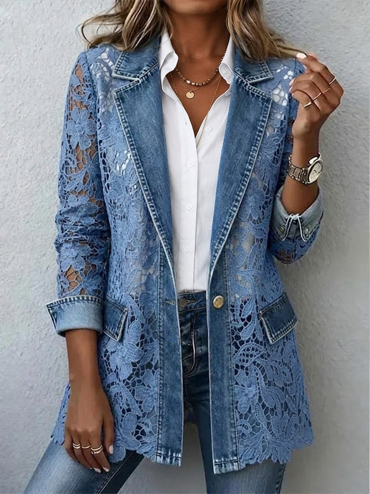 Alicia | Blazer mit floralem Spitzenbesatz
