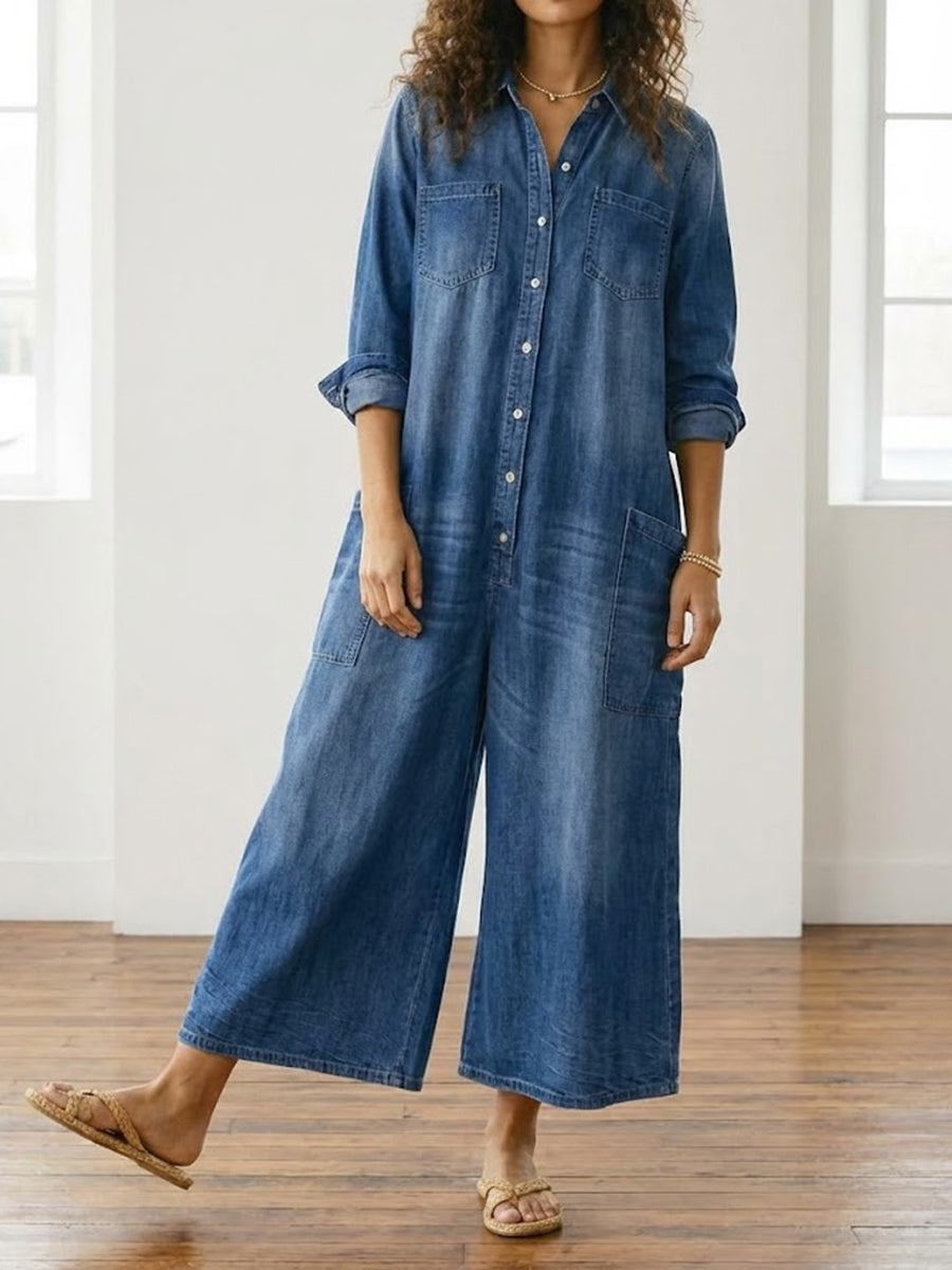 Diana | Combinaison vintage en jean délavé doux