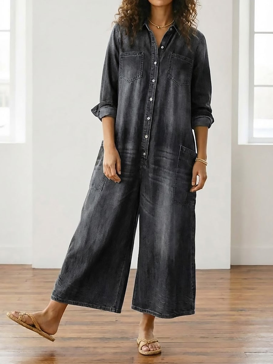Diana | Combinaison vintage en jean délavé doux