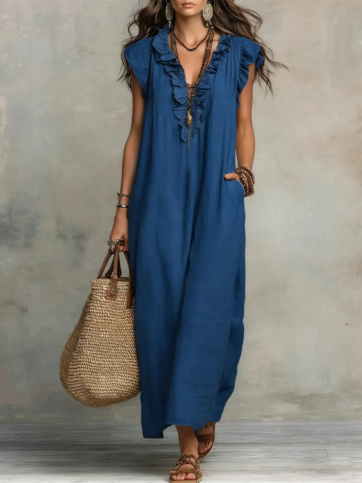 Chiara | Robe longue style bohème avec décolleté en V