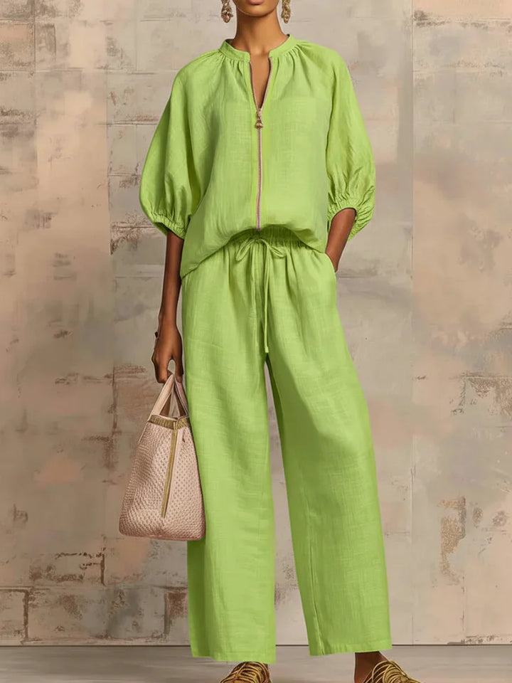 Alba | Ensemble deux pièces : Chemisier décontracté et pantalon large