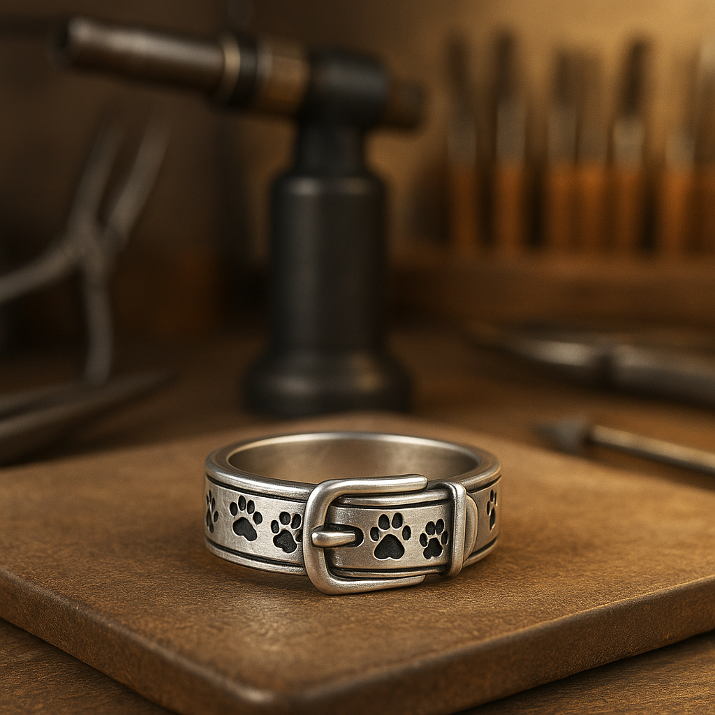 Bague avec un motif de collier mignon et élégant en forme de chien