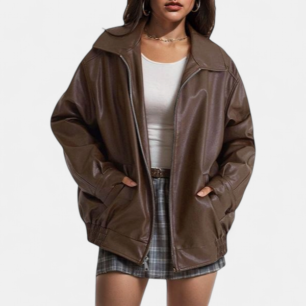 KENDRA | Veste de moto oversize pour femme en similicuir suédé