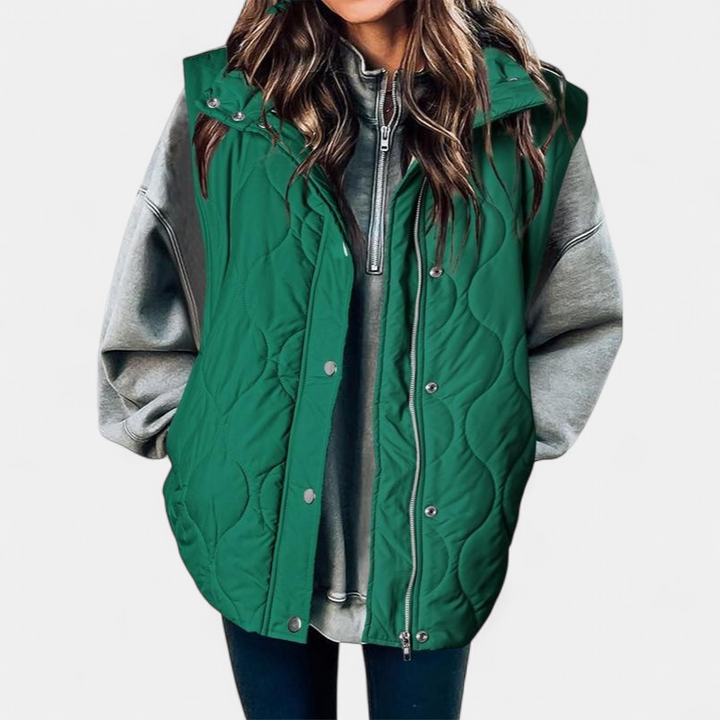 OLIVIA | Gilet matelassé décontracté et oversize pour femme avec col montant