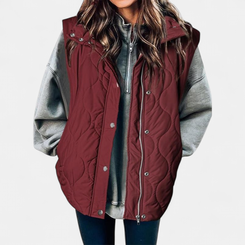 OLIVIA | Gilet matelassé décontracté et oversize pour femme avec col montant