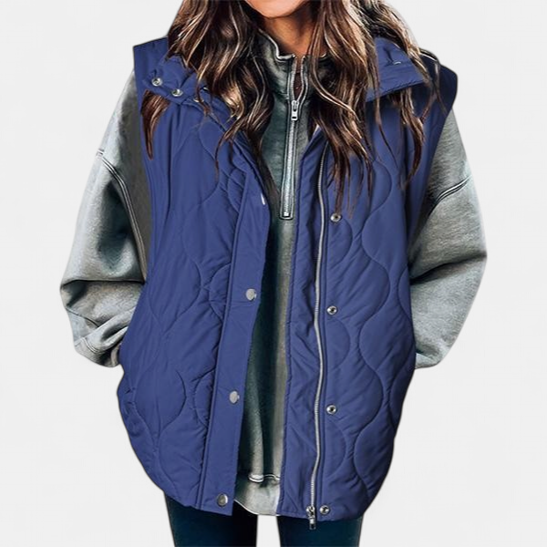 OLIVIA | Gilet matelassé décontracté et oversize pour femme avec col montant