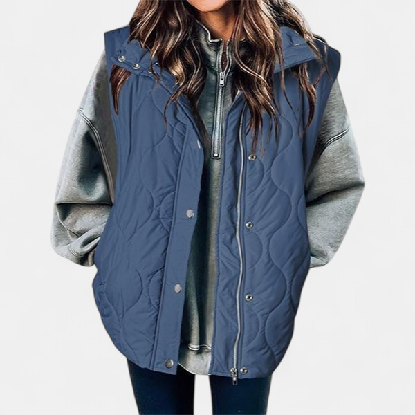 OLIVIA | Gilet matelassé décontracté et oversize pour femme avec col montant