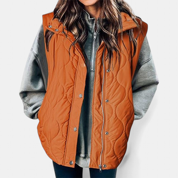 OLIVIA | Gilet matelassé décontracté et oversize pour femme avec col montant