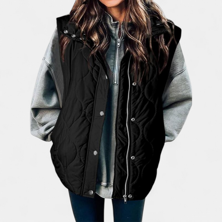 OLIVIA | Gilet matelassé décontracté et oversize pour femme avec col montant