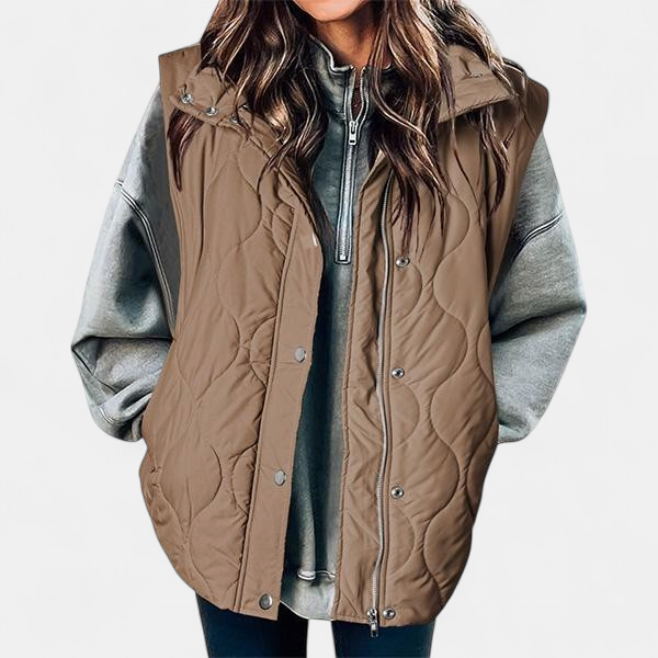 OLIVIA | Gilet matelassé décontracté et oversize pour femme avec col montant