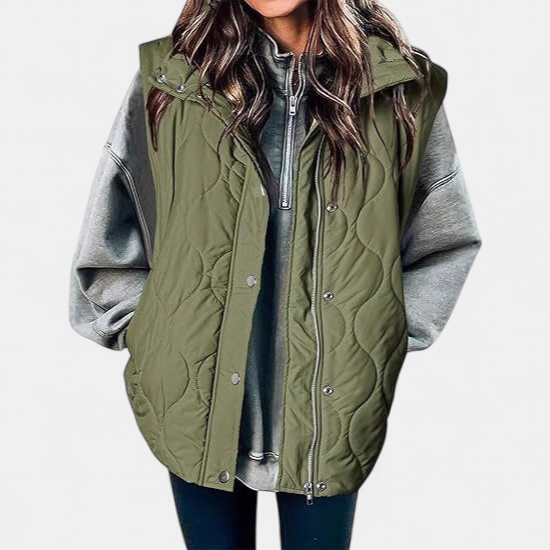 OLIVIA | Gilet matelassé décontracté et oversize pour femme avec col montant