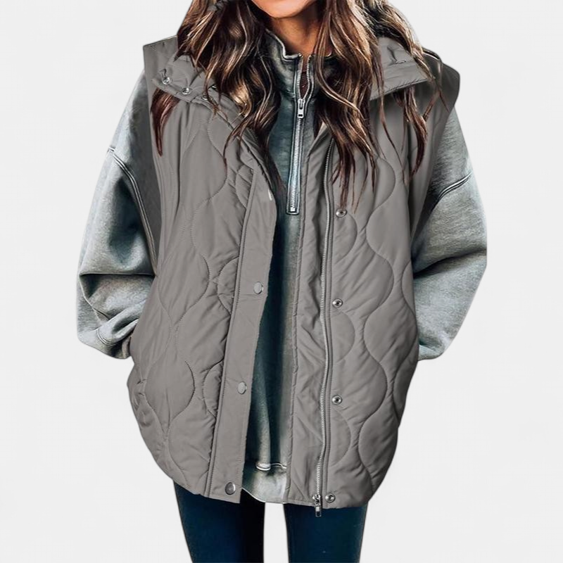 OLIVIA | Gilet matelassé décontracté et oversize pour femme avec col montant