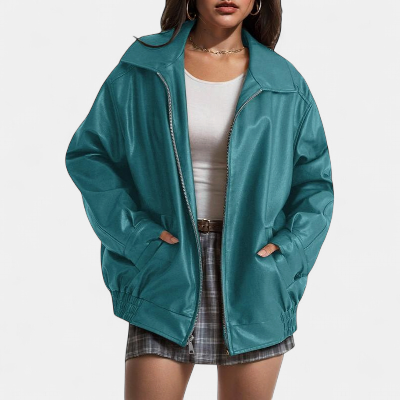 KENDRA | Veste de moto oversize pour femme en similicuir suédé