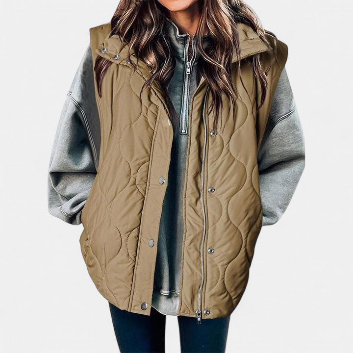 OLIVIA | Gilet matelassé décontracté et oversize pour femme avec col montant