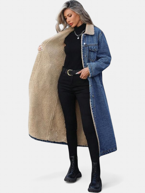 SAMANTHA | Longue veste doublée en polaire manteau d'hiver à boutonnage simple