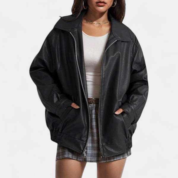 KENDRA | Veste de motard oversize pour femme en daim synthétique