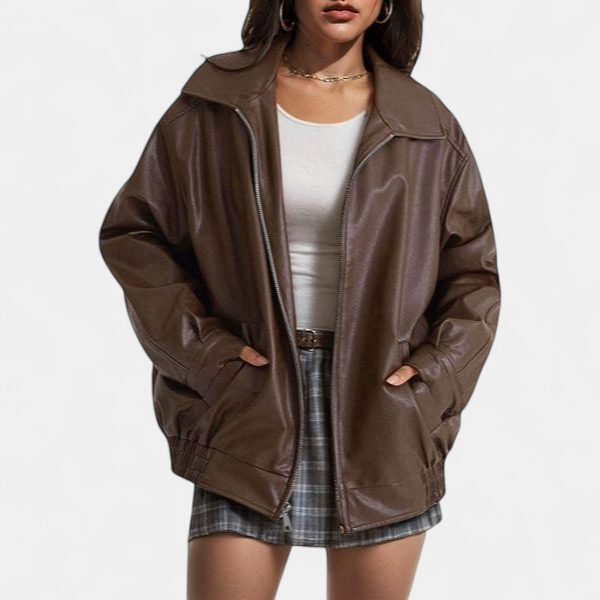 KENDRA | Veste de motard oversize pour femme en daim synthétique