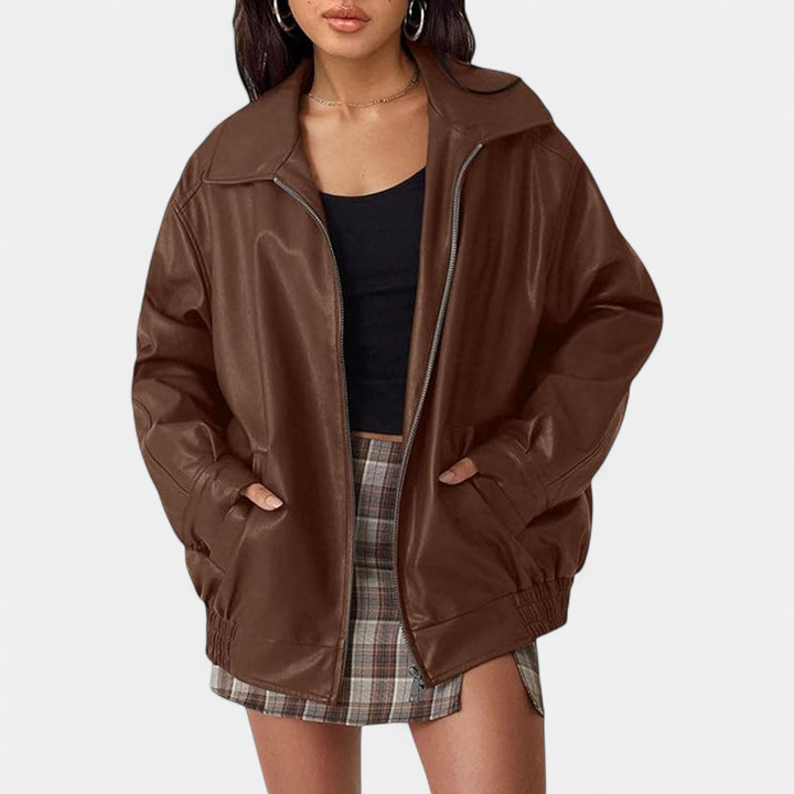 KENDRA | Veste de moto oversize pour femme en similicuir suédé