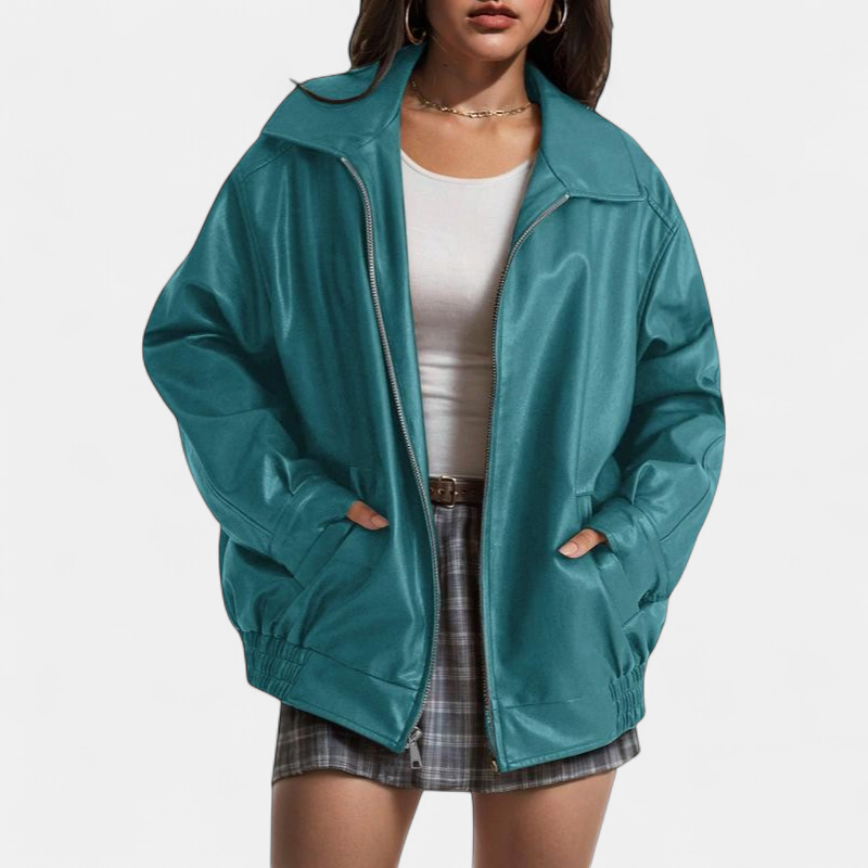 KENDRA | Veste de motard oversize pour femme en daim synthétique
