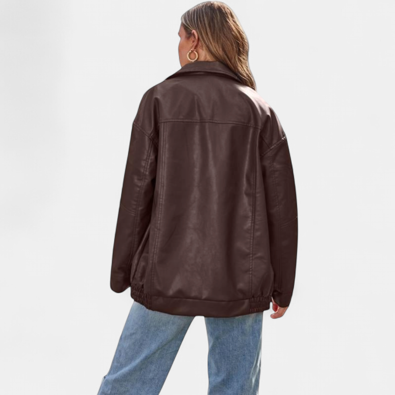 KENDRA | Veste de moto oversize pour femme en similicuir suédé