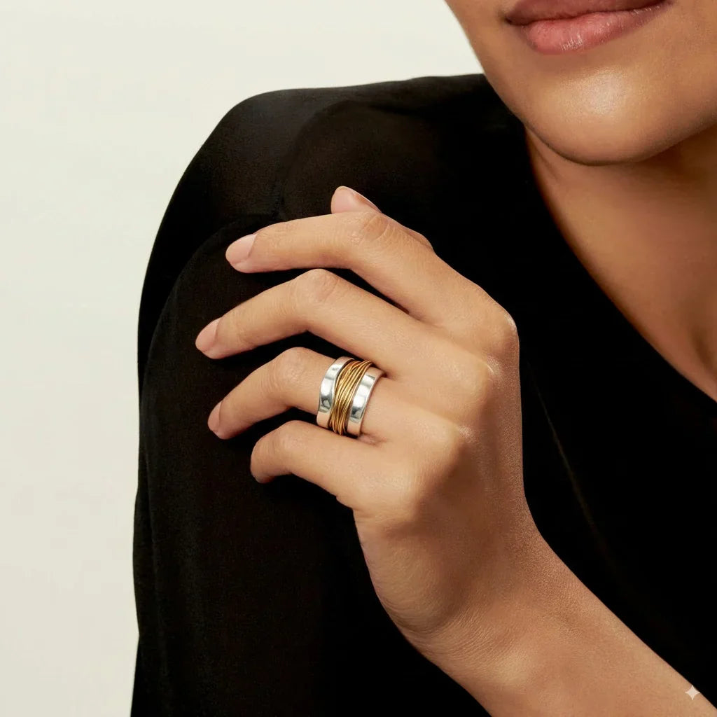 Bague en argent avec fil d'or