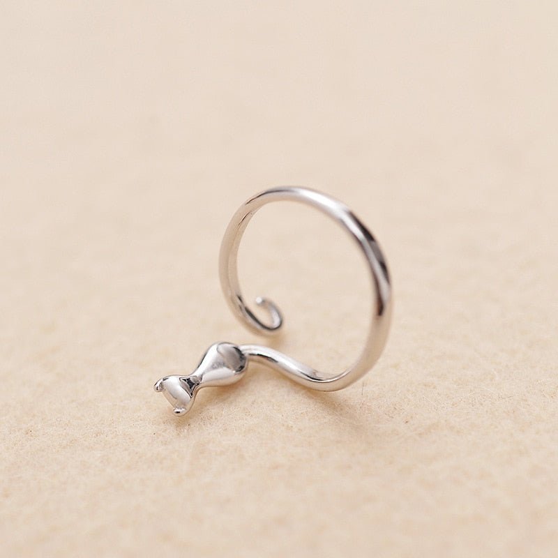 Bellissimo anello con gatto in acciaio inossidabile