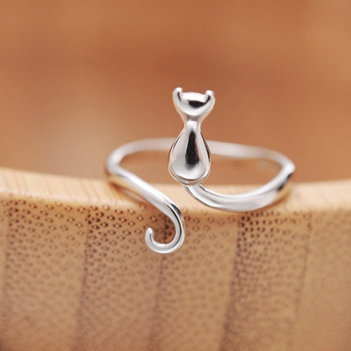 Bellissimo anello con gatto in acciaio inossidabile