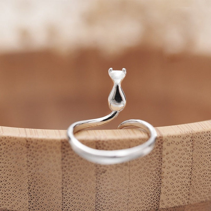 Bellissimo anello con gatto in acciaio inossidabile