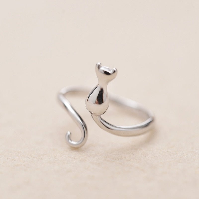Bellissimo anello con gatto in acciaio inossidabile