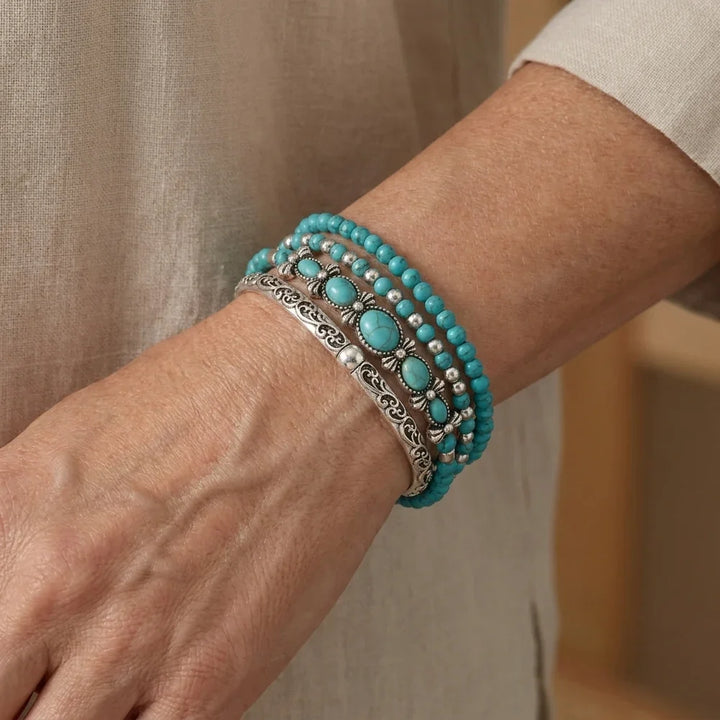 Mirella™ - Collezione di braccialetti boho con perle turchesi