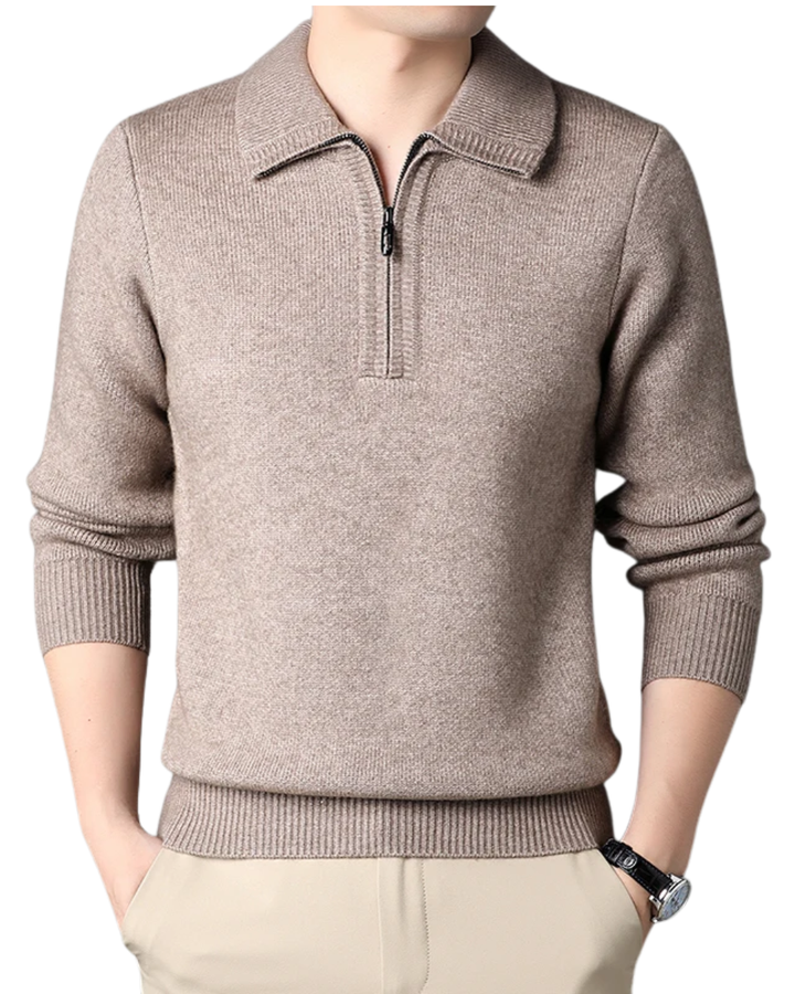 Pull chic en cachemire avec fermeture éclair