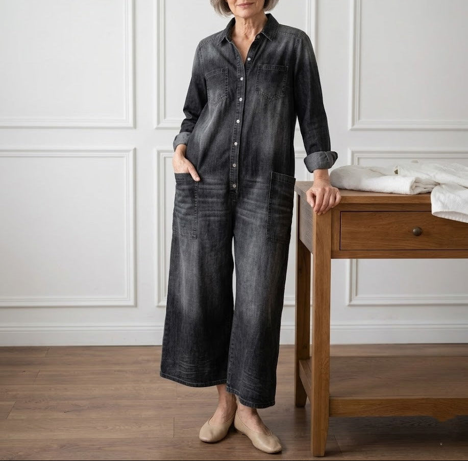 Diana | Combinaison vintage en jean délavé doux