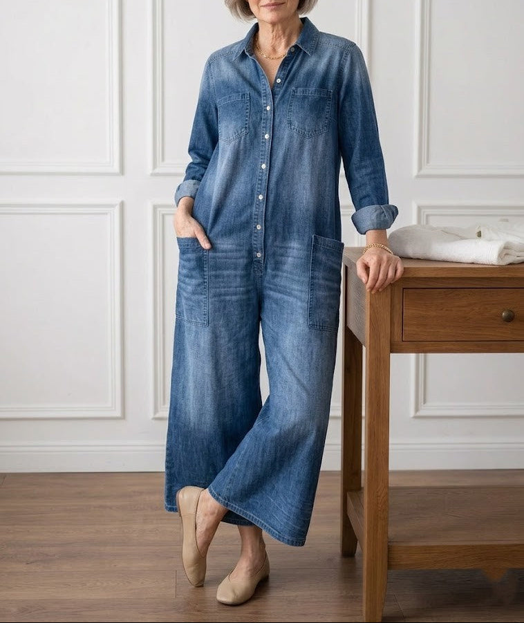 Diana | Combinaison vintage en jean délavé doux