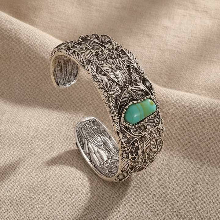 Teodora™ - Bracelet manchette vintage avec turquoise